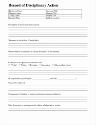 Disciplinary Action Form Employee Forms Evaluationrrective