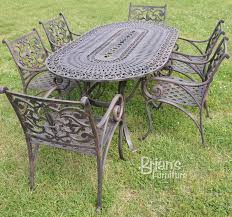 7 Pc 75 Oval Fleur De Lis Patio Set