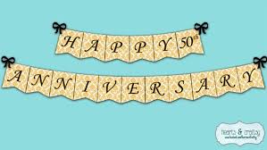 Happy Anniversary Banner Anniversary Party Decoration Gold
