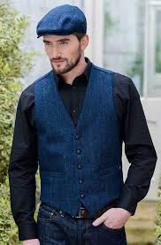 Blue Irish Tweed Waistcoat By Mucros Weavers