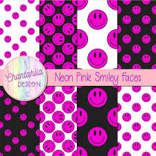 free neon pink smiley face digital