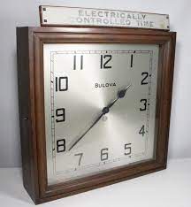 Large Bulova Electronic Wall Clock Wood
