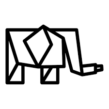 Origami Elephant Icon Outline Vector