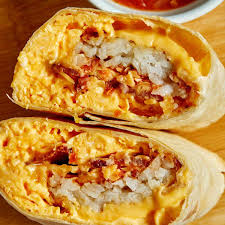 breakfast burrito recipe spoon fork bacon