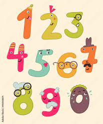 Смешные цифры в виде человечков. Картинка в детском стиле. Stock  Illustration | Adobe Stock