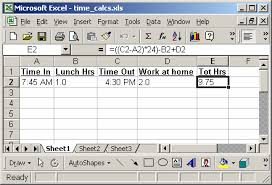 Ms Excel 2003 Perform Time Calculations Example 1