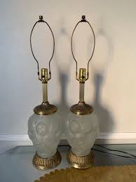 Tall Vintage Frosted Glass Table Lamps