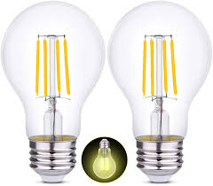 Hola Edison Bulb Led Light Bulbs Filament Light Bulbs A19 4w 40w Equivalent Vintage Porch Lights For Home Hallway For Ceiling Fan Classic Clear Glass Amber Yellow Light 2700k E26 2 Pack