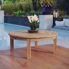 Outdoor patio furniture on sale at teak warehouse. Amazon Com Modway Marina Teak Wood Outdoor Patio Round Coffee Table In Natural Furniture Decor