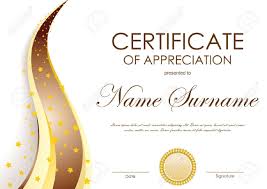 Certificate Of Appreciation Template With Gold And Brown Wavy