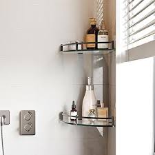 Waklond Bathroom Shelves 2 Tier Glass