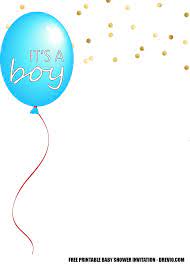 boy balloon baby shower invitation