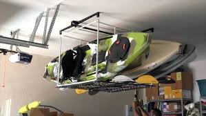kayak garage storage overhead diy