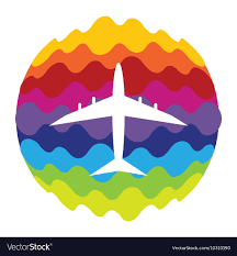 airplane rainbow color icon for mobile