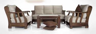 Woodaxe Wooden Teak Color Wooden Sofa