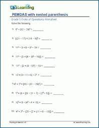 Grade 5 Pemdas Worksheets K5 Learning