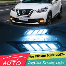 Us 68 99 25 Off Drl For Nissan Kicks 2017 2018 Led Car Daytime Running Light Waterproof Driving Fog Day Lamp With Turn Signal In Car Light Assembly