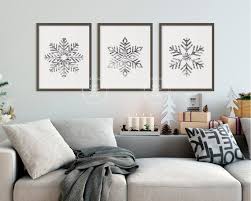 Silver Snowflake Prints Set Of 3 Winter