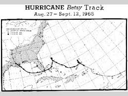 Points On A Map Representing The Track Of Hurricane Betsy In