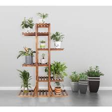 6 Tier Wooden Plant Stand Ladder Corner
