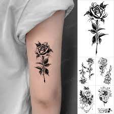 Faux Tatouage Temporaire Rose, Autocollant Fleur Plante Poignet Bras  Enfant, Art Corporel, Homme Femme - Temporaire Tatouages - AliExpress