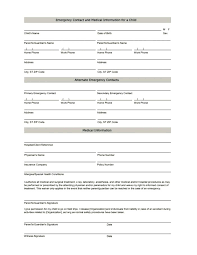 Printable Information Sheet Contact Info Template Emergency Employee