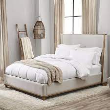 Gray Queen Fabric And Wood Bed