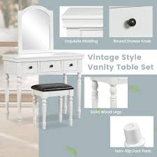 makeup vanity table and stool set with