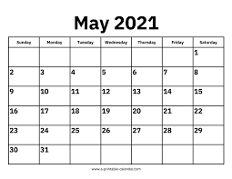 Free printable 2021 calendar in pdf format. May 2021 Calendars Printable Calendar 2021