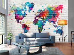 World Map Colourful Wall Wall Murals
