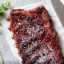 sticky sweet pork ribs on the grill or