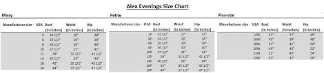 16 Specific Alex Evenings Petite Size Chart