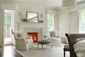 French Doors Flanking Fireplace Design