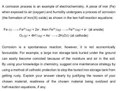 Solved A Corrosion Process Is An