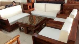 solid sheesham wood sofa set with table