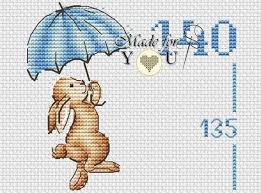 Bunny Growth Chart Counted Cross Stitch Pattern Pdf Baby Boy Birth Announcement Rabbit Height Chart