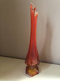 Mcm Art Glass Footed Vase Viking Swung