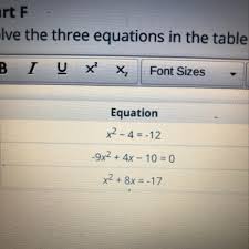 Solve The Three Equations In The Table