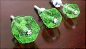 Green Glass Cabinet Knobs 1 25 Inch