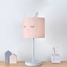 1 Light Baby Room Night Light Cartoon Pink White Table Lighting With Cat Shaped Fabric Shade Beautifulhalo Com