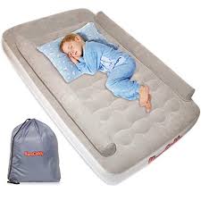 Inflating these mats requires you to either blow air through a valve or use a pump. Buy Karecaddy Toddler Air Mattress Kids Air Mattress With Sides Rails Sleepovers Inflatable Toddler Travel Bed With Bumpers Camping Air Bed Portable Kids Bed Toddler Blow Up Bed With Electric Pump