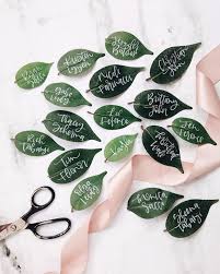 Fresh Leaf Wedding Place Cards Unconventional Seating