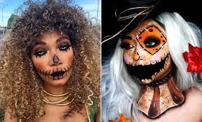 scarecrow halloween makeup on
