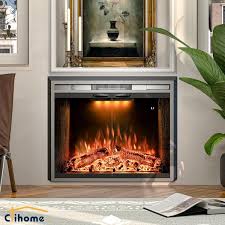 Black Electric Fireplace Inserted