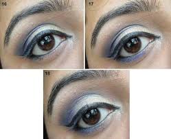 golden and dark blue eye makeup tutorial