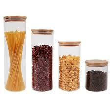 glass food canister jar with natural