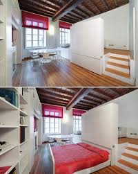 small apartment with unique hidden bed