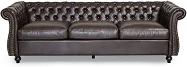 3.9 out of 5 stars. Amazon Com Vita Chesterfield Tufted Faux Leather Sofa With Scroll Arms Brown Kitchen Dining