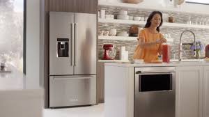 The cabinet depth refrigerator can be installed into a recessed opening, at the end of cabinets a a. Counter Depth French Door Refrigerator Kitchenaid Youtube