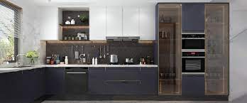 lacquer modern navy blue kitchen